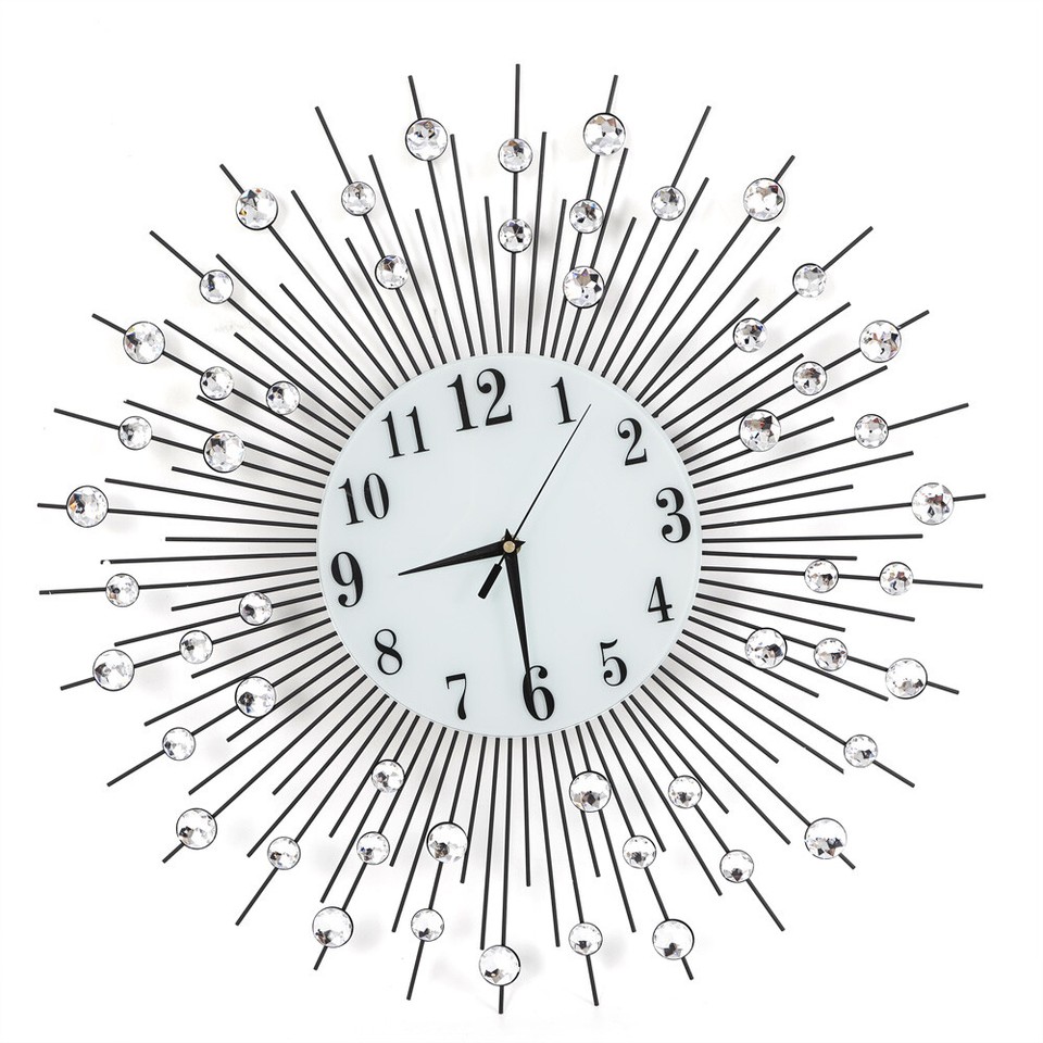 60cm Luxury Large Wall Clock 3D Peacock Metal Wall Watch Living Room