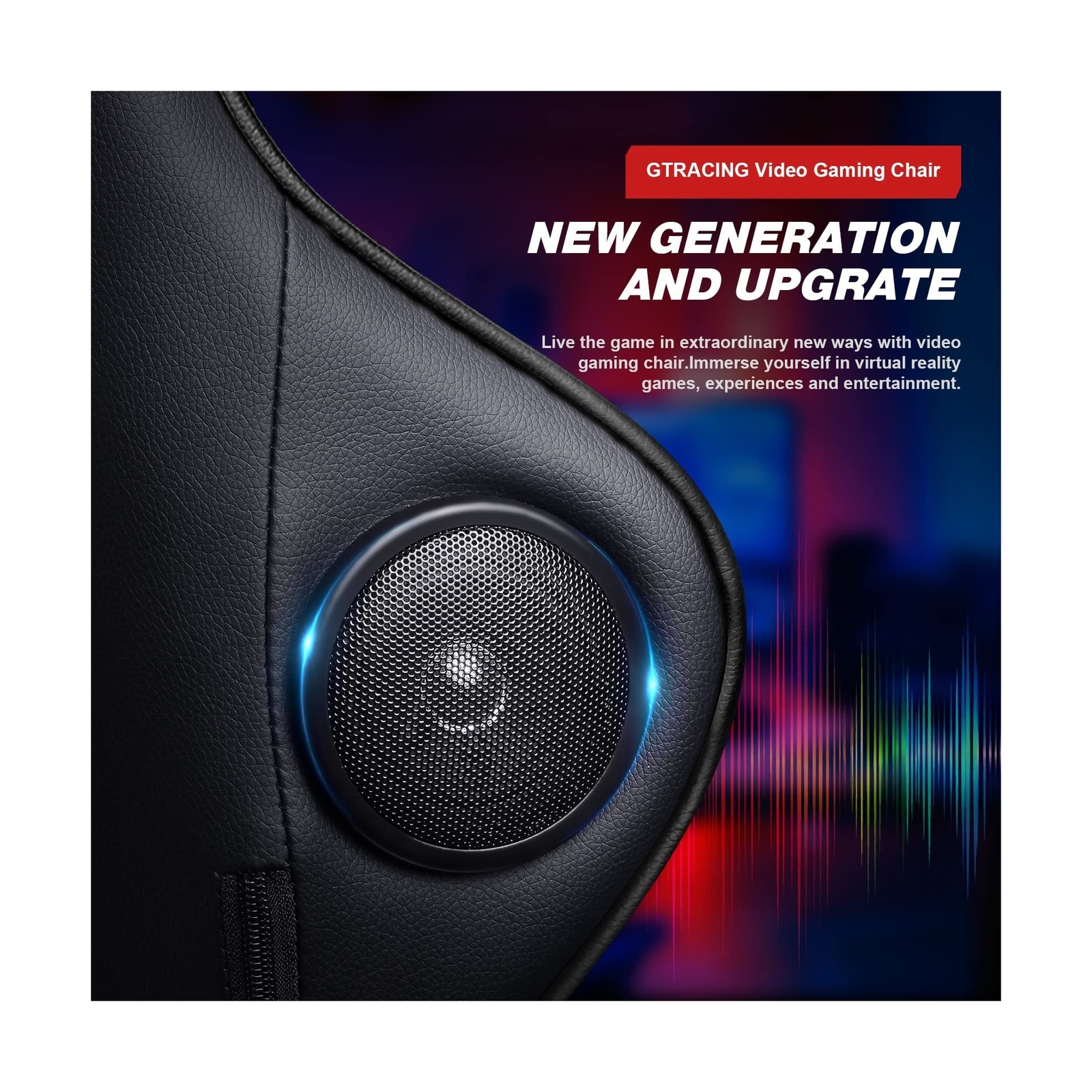 GTRACING Gaming Chair with Footrest, Bluetooth Speakers Ergonomic