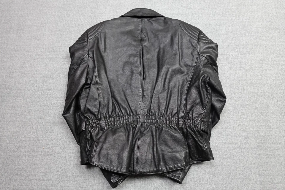 Chaqueta de cuero vintage Café Racer para mujer mediana motociclista Berman pesada Foto 4 de 4