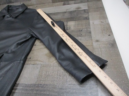 Brooks Brothers Leather Jacket Men Large Black Car Coat Wool Lined Collared Soft - Picture 10 of 13