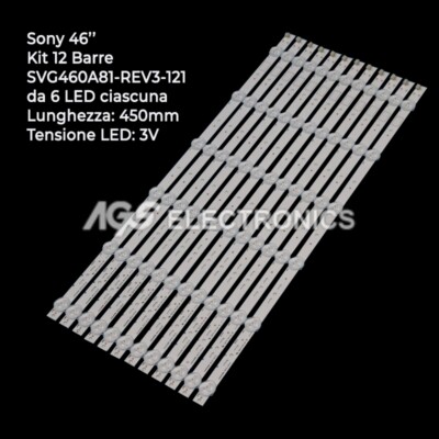 KIT 12 LED-STREIFENSTANGEN SONY TV SVG460A81-REV3-121, S460DH1-1, KDL46R473A