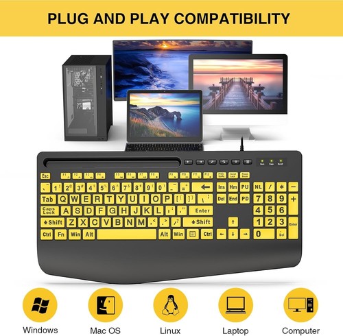 User-Friendly Large Letter Keyboard - Ergonomic Wrist Rest for Home and Office - Picture 10 of 11