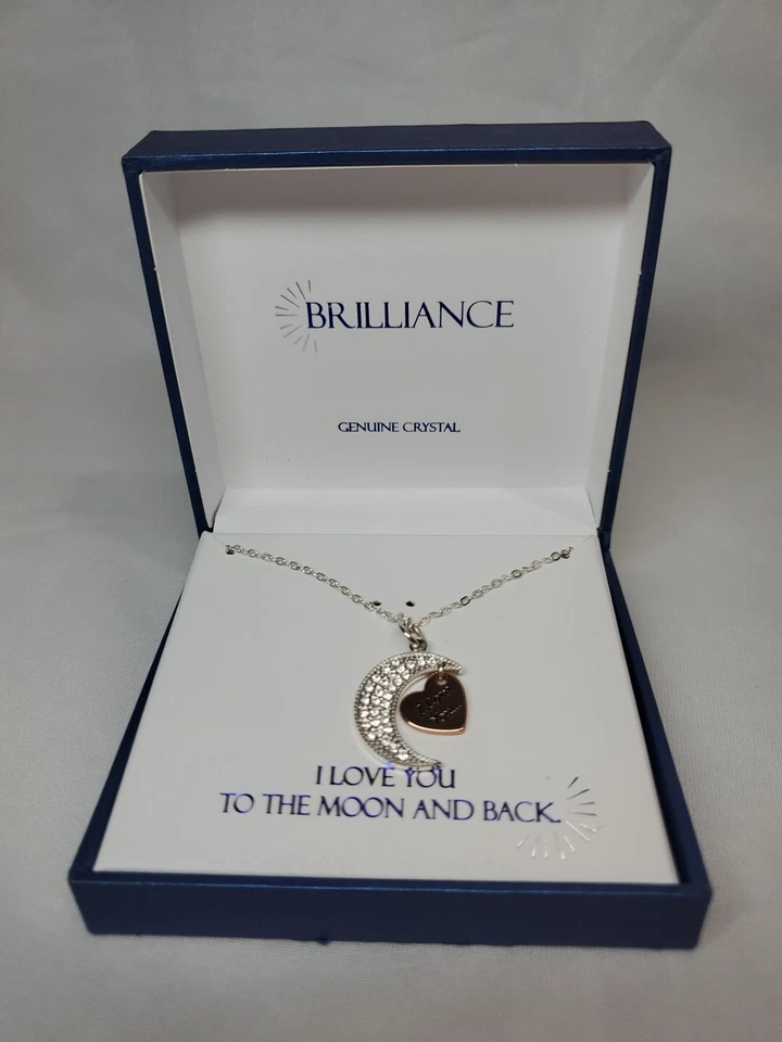 Collar Luna Cristal Genuino Brillo De Kohls "Te Amo" Colgante Foto 2 de 4