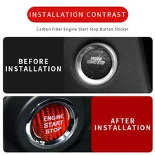 Real Carbon Fiber Red Engine Start Push Button Cover For Toyota Camry 2018-2023ﾠ
