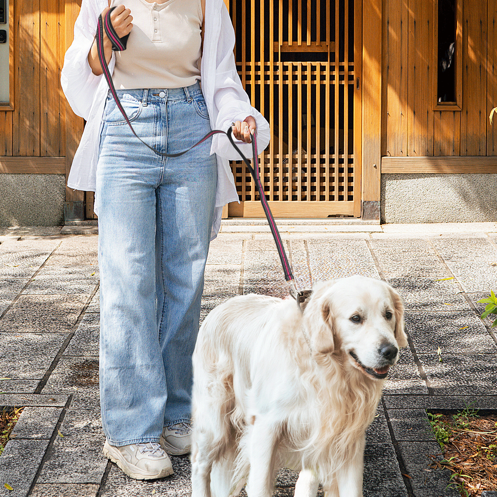 Soft Dog Leash Pet Leash Control Heavy Duty 5FT Pink Reflective Leash w/Handles