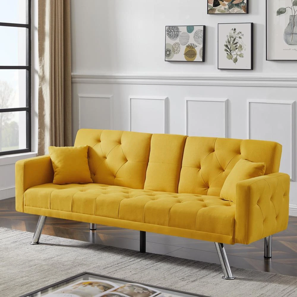 Yellow loveseat sleeper deals