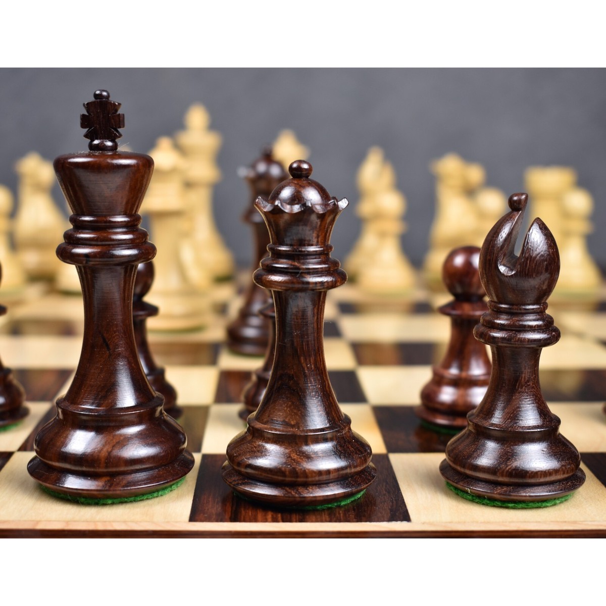 4.1 Pro Staunton Weighted Wooden Chess Set- Chess Pieces Only - Eboni