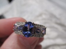 9CT GOLD RING WITH TANZANITE STONE SIZE N1/2 HALLMARKED USED