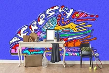 3D Graffiti Color Self-adhesive Removable Wallpaper Murals Wall Sticker FC