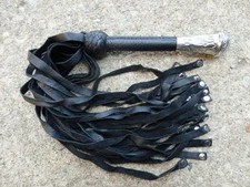 Leather Studded Flogger GORGEOUS DR DOOM w METAL HANDLE - HORSE TRAINING TOOL