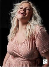 Torrid PINK Knit Crepe PEPLUM faux WRAP top w/ tie Size 2 or 18/20 STRETCHY