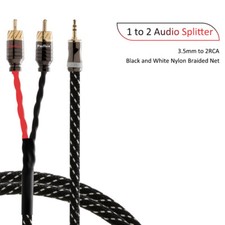 Gold Plated 3.5mm to 2RCA Cable Y Splitter Audio Male Cord Adapter Plug