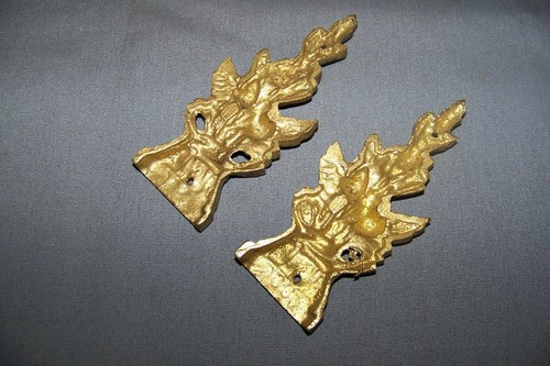Two, SMALL, Vintage, Solid Brass, Decorative Ormolu - See Tone Description - Picture 6 of 6