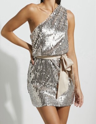 gold one shoulder mini dress Gold One-shoulder Bodycon Bandage Mini Dress
