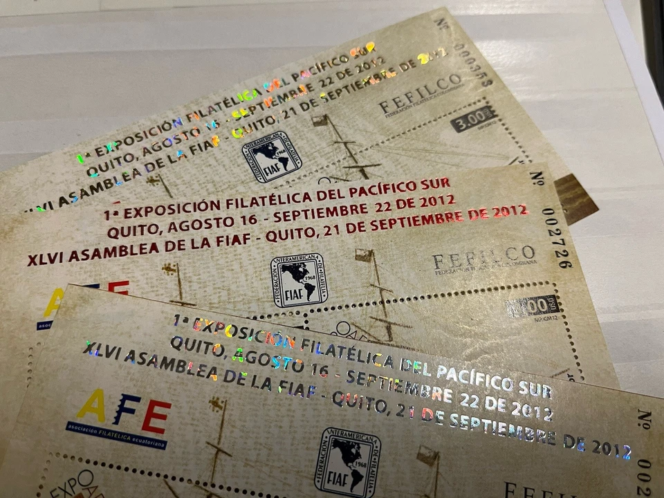 3x Ecuador - 2012 - Steam Ship - Gold Silver Bronze Letters - Expo MNH** Alb.15 - Image 2 of 2