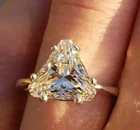 4.00 CT Trillion Cut Moissanite Solitaire Engagement Ring 14K Yellow Gold Plated