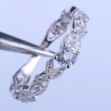 Silver 4mm Round Cut.22ct White Topaz Pave 0.2ct Diamonds Peridot Gemstone Ring