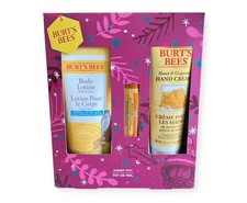 BURT'S BEES Honey Pot 3 Piece Gift Set NEW Lotion,Grapeseed Hand Cream,Lip Balm