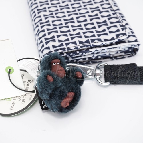 NWT Kipling AC8152 RUBI Snap Long Wallet Wristlet Nylon Artisinal K Navy White - Picture 7 of 9