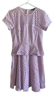 Banana Republic Womens Size 6 Purple Lace Dress Peplum Fit Flare Short Sleeve