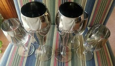 Bride & Groom 6 Six Piece Champagne Wine Drinking Reflective Glass Wedding Set