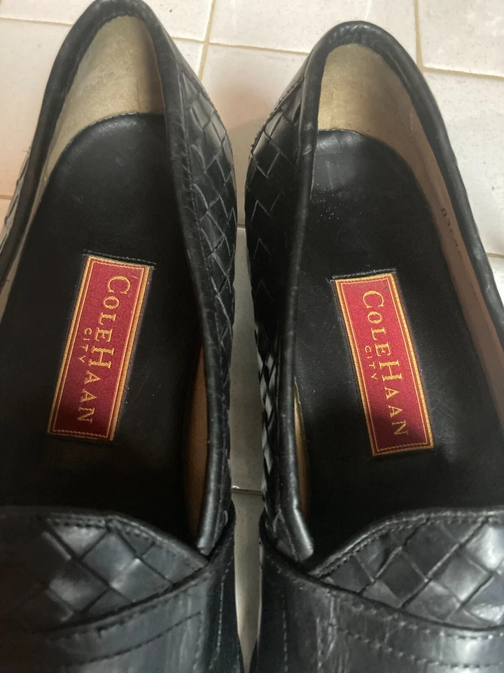 COLE HAAN VINTAGE PALM BEACH STYLE LEATHER WEAVE CASUAL DRIVING SHOES 8.5M - Image 2 of 4