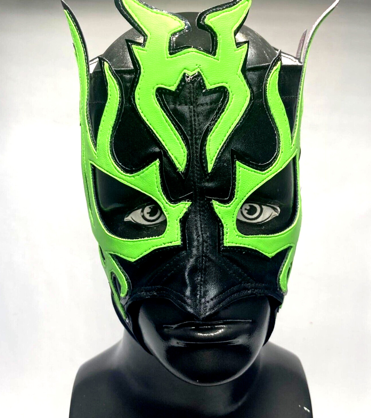Máscara de lucha libre semiprofesional para mujer La Hiedra negra verde neón