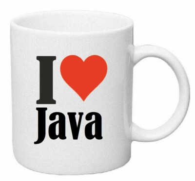 Kaffeetasse I Love Java Keramik Höhe 9,5cm in Weiß
