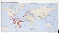 14" x 24" 1990 Map of Major Coca Cultivation Areas & Trafficking Routes