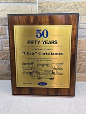 RARE Ford Motor Company 50 Year Service Plaque "Chris Christiansen" Body General