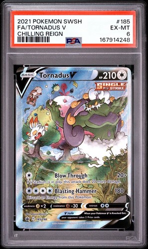 .PRINT DOT ERROR. Pokemon: TORNADUS V 185/198 - [Chilling Reign] - Mint - PSA 6