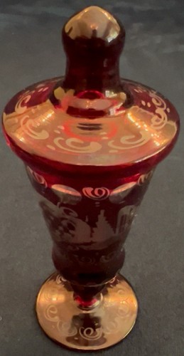 Czech-Biedermeier Era Cut To Clear Ruby Red 1880's Lidded Goblet - Picture 3 of 13