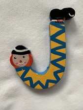 Vtg. Sevi Hand Painted Wooden Alphabet Letter 3.5 Clown Child Baby Decor J