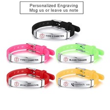 Candy Color Medical Alert ID Name Baby Kid Child Bracelet Personalized Wristband