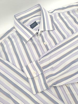   Robert Talbott Carmel Mens Dress Shirt 17x39 Purple Stripe 100% Cotton Tall