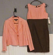 Kasper Sheer Brilliance Sherbert Suit Set Blazer  Sheath Dress Size 6P