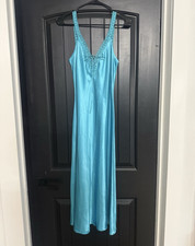 NWT Y2K California Dynasty Blue Polyester Full Slip, Lace Trim Women's Size S