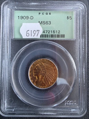 1909-D Indian Head Half Eagle MS63