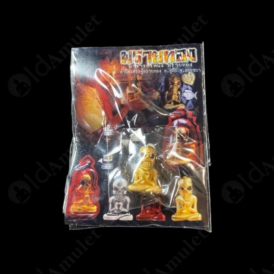 Gold Skull Ajarn Nheng Prai Thong Be.2566 Thai Amulet Win Gambling Wealthy Rich - Imagem 3 de 4