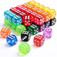 50 Pieces Dice Set, 14mm Bulk 6 Sided Colored Dices for Board Games, Math Lea...