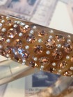 Vintage Bakelite Hinged Bangle  Bracelet with Rhinestones Pearls 1940's — photo 3