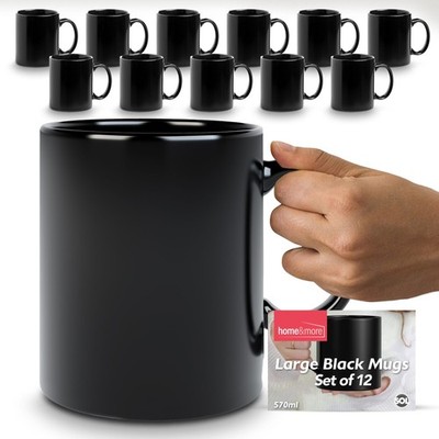 1-12 Extra Große Große Tasse Schwarz 1 One Pint Riesig Jumbo Kaffee Tee Grob Suppentasse