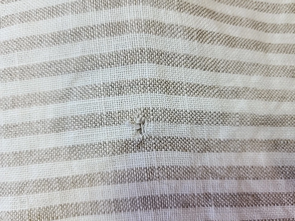 1.4yds X 45"w Vtg Ecru & Greige Vertical Striped Linen Sewing Drapery Fabric - Image 3 of 4