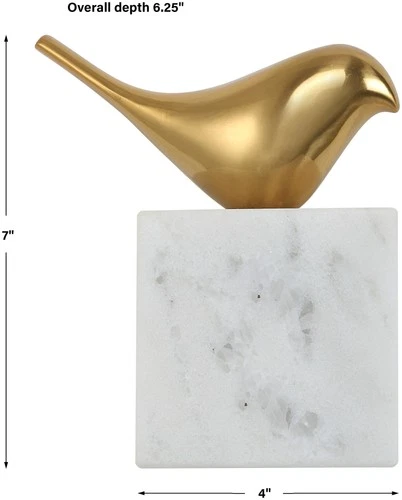 Uttermost 04340 Flying 7" Tall Brass and Marble Animals Sculpture - White - Picture 6 of 6