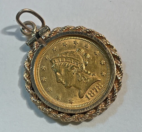 1878 Liberty Gold Quarter Eagle $2.50 Coin in 14k Bezel