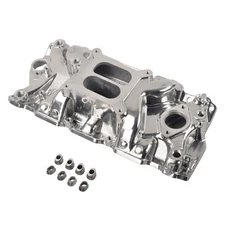 For 55-95 SBC Small Block Chevy 350 Polished Aluminum Dual Plane Intake Manifold