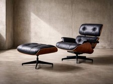 VITRA Charles Eames Lounge Chair - Santos Palisander + Leder F schwarz - NEU