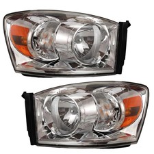 Dodge Ram 1500 2500 3500 2006-2008 Headlights Assembly Halogen Chrome Pair