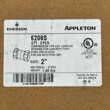 Emerson Appleton 6200S 2” EMT Compression Coupling Steel - 2 Ct