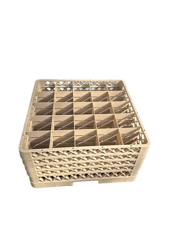 Traex TR6BBBB Beige 25 Compartment Glass Rack with 4 Extenders